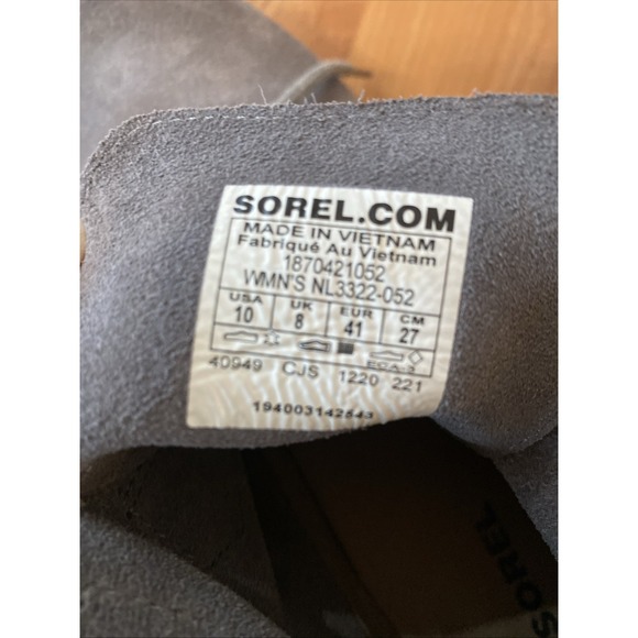 Sorel Grey Evie Suede Lace Up Wedge Ankle Boots Women's Size 10 EUC - Picture 13 of 14